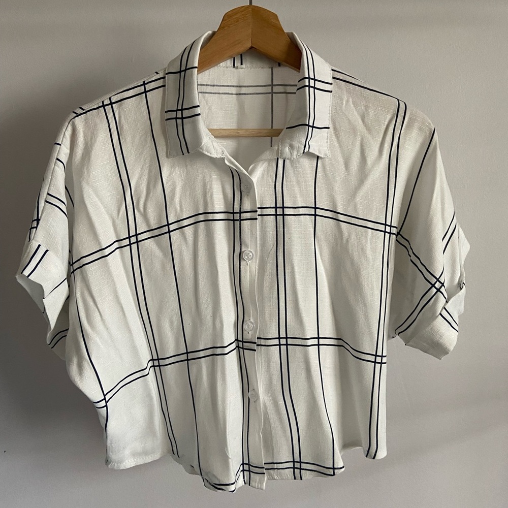 Striped Crop Button-up